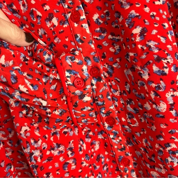 THE SHIRT ROCHELLE BEHRENS Blouse Shirt Top Red Floral cottage core romantic - Picture 4 of 5